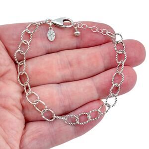 Vintage Sterling Silver 925 Twisted Link Chinese "Peace" Bracelet 7"-8"